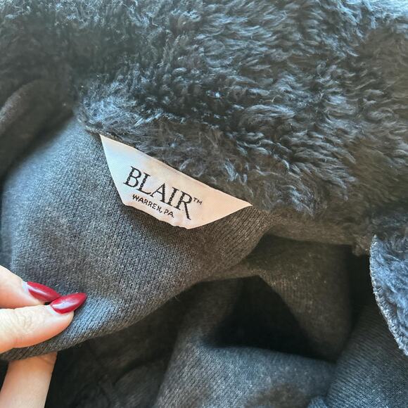 Blair Women's Large Jacket Black Faux Fur Vintage Zip-Up - Picture 2 of 2